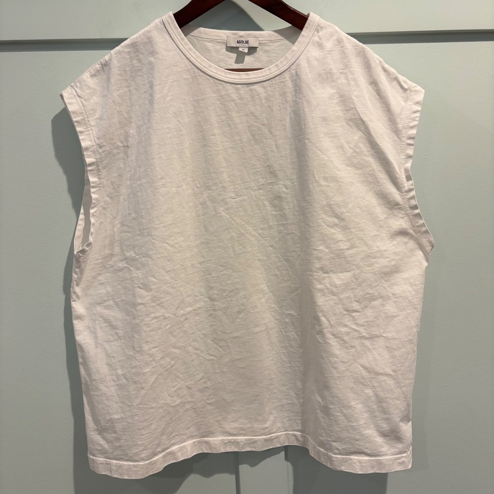 AGOLDE Leonard Tee XL White 100% Cotton Sleeveless Muscle Tee Relaxed Fit USA